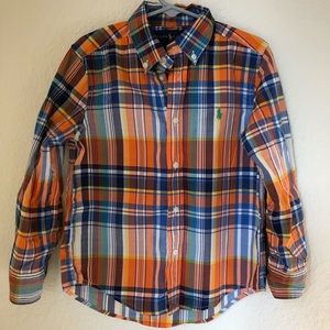 Boys plaid long sleeve Polo Button Up 5 / xs